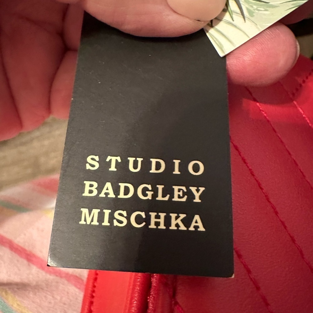 Badgley Mischka Red Quilted Shoulder Bag - Picture 6 of 15